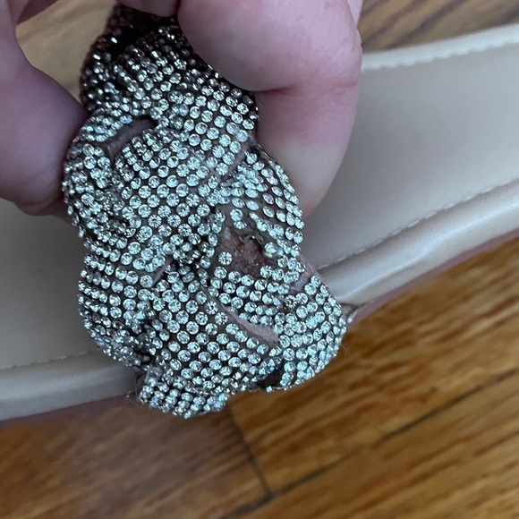 PEARL NUDE WOVEN DIAMANTE STRAP FLAT SANDALS - Picture 3 of 4